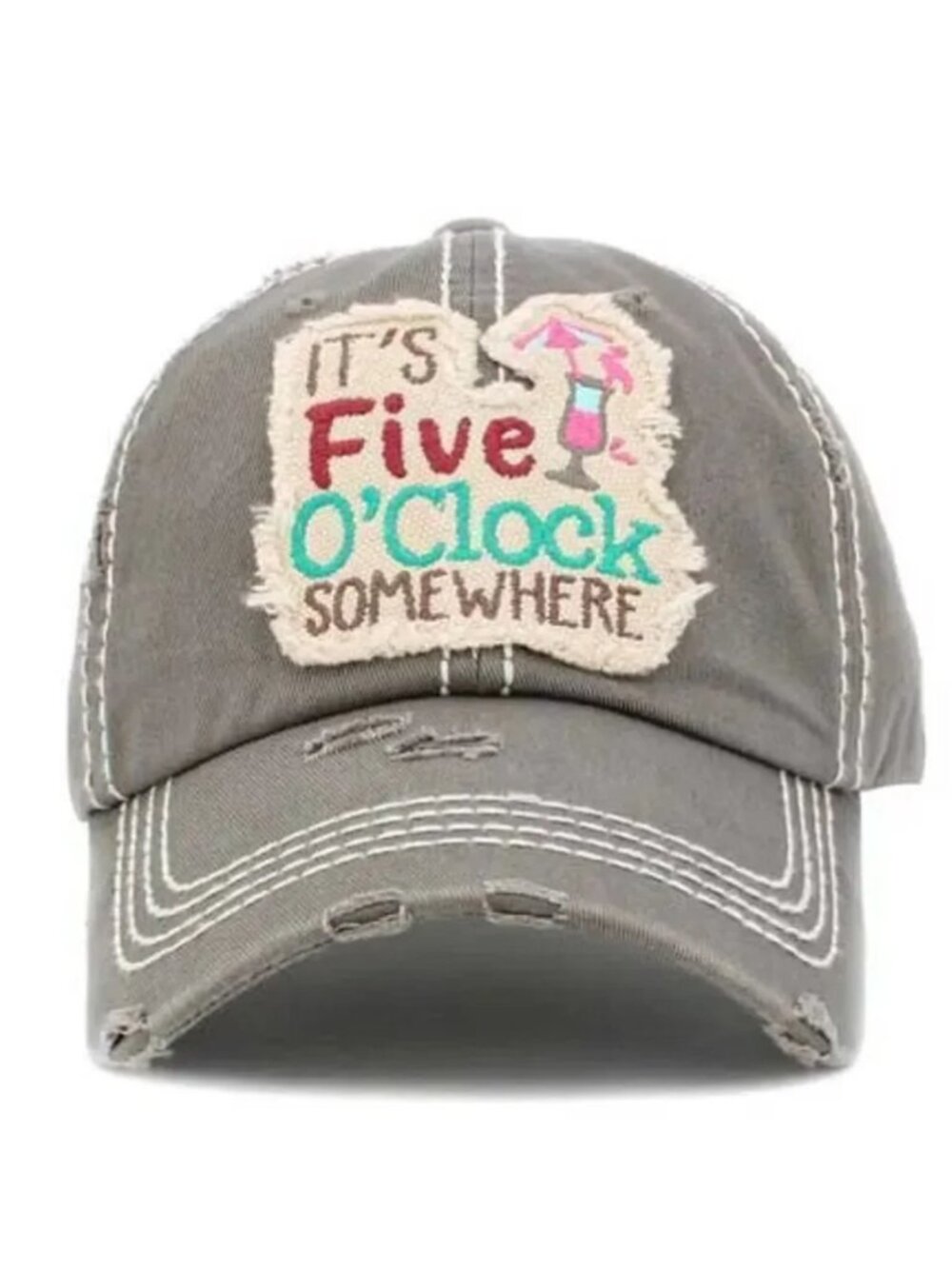 Light Grey Its Five OClock Somewhere Ladies Ball Cap